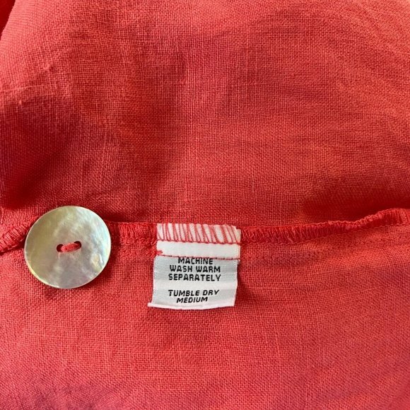 Cut Loose Heavy Linen Jacket Button-Up Top Women S M Collared Hi-Low 3/4 Sleeve - Picture 11 of 11